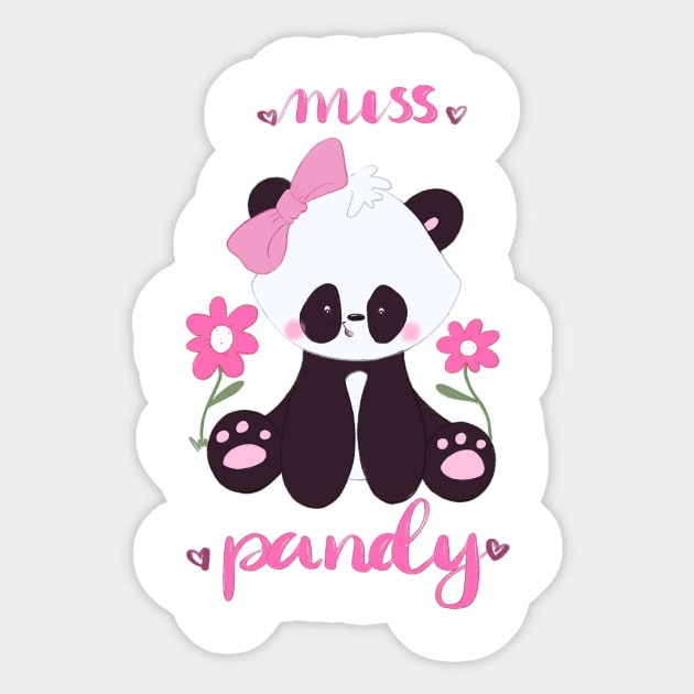 Miss Pandy - Cute Panda Design - Onesie Design- Onesies for Babies Sticker by Onyi